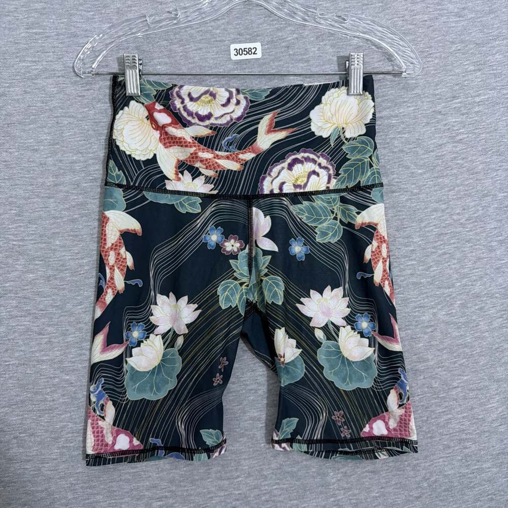 Yoga Democracy Women's Size Small Floral Print 8" Inseam Bike Shorts